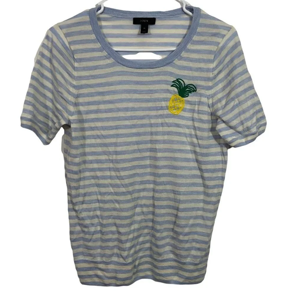 J. Crew Striped Pineapple Graphic Short Sleeve T-Shirt